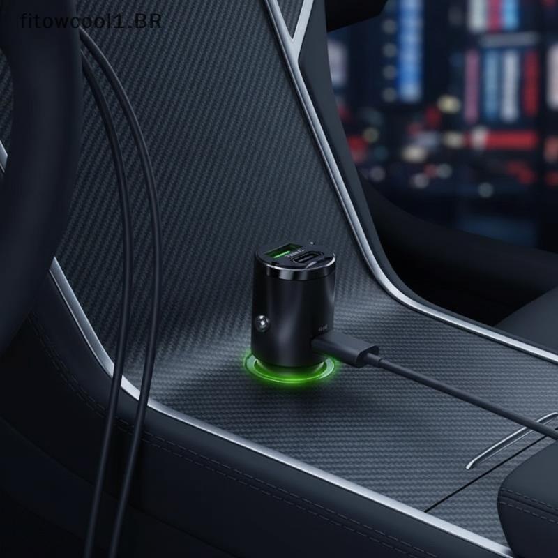 FCBR Mini 100W Adaptador De Carregador De Carro Dual Type C Porta USB Carregamento Rápido Para 15 Pro Max Car Soet Jelly