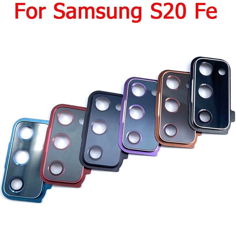 Original Novo Para Samsung Galaxy S20 Fe Tampa Da Lente De Vidro Câmera Traseira Com Suporte Moldura Peças De Reposição De Adesivos