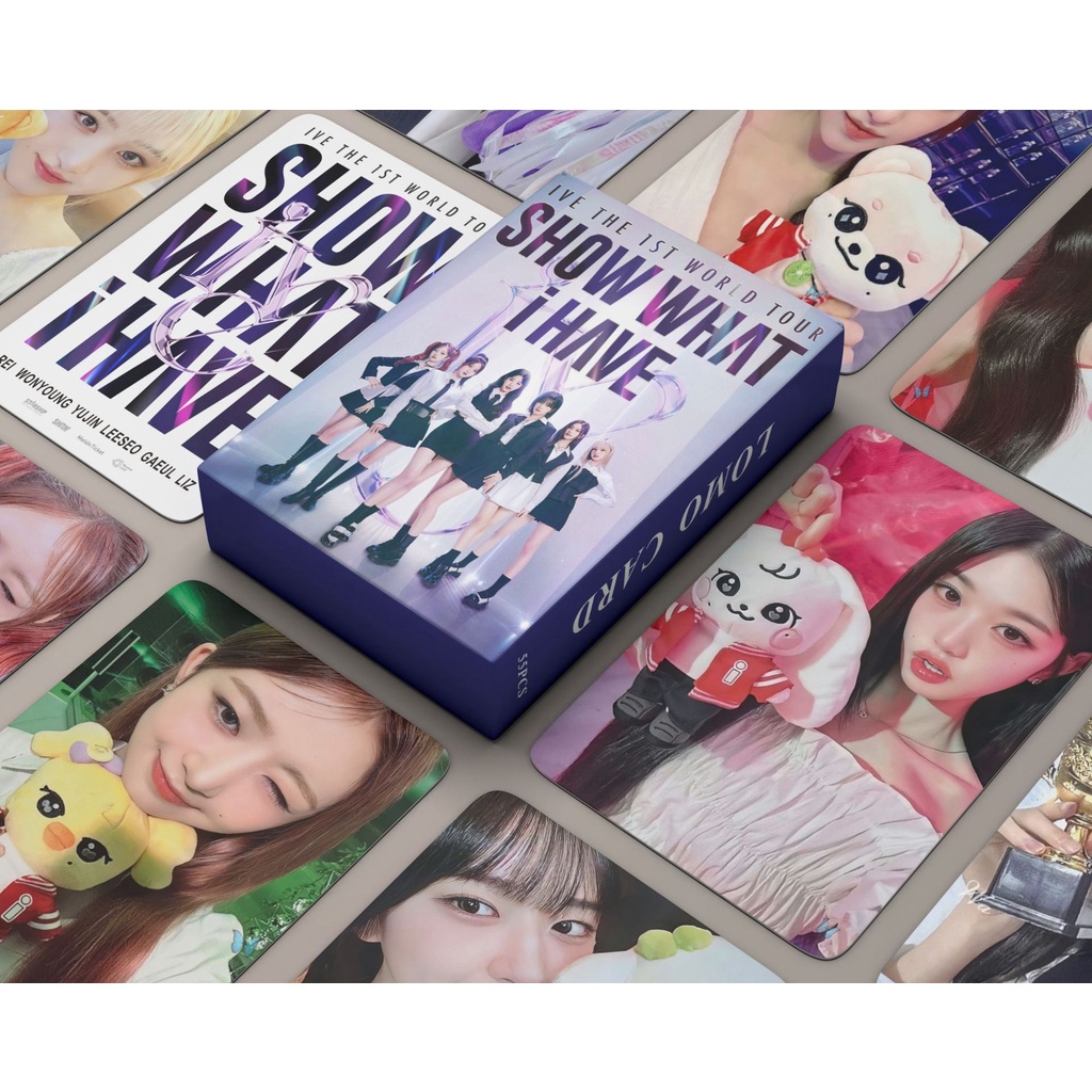 555pcs/Caixa IVE SHOW WHAT I HAVE Photocards WORLD TOUR Cartões Lomo Laser WONYOUNG YUJIN LIZ LEESEO REI GAEUL Kpop Postais Holográficos