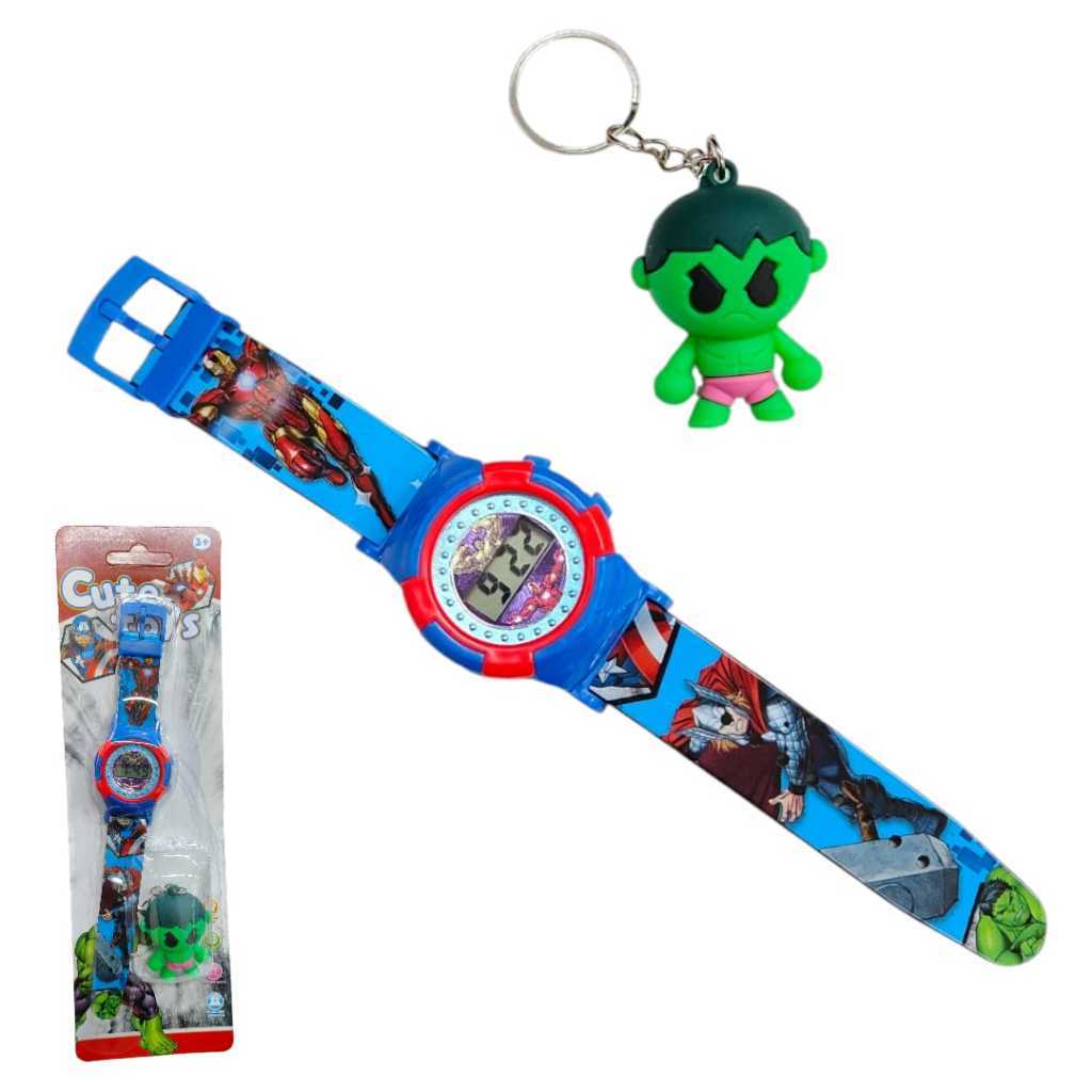 Kit 1 Relógio Digital Infantil Hulk + 1 Chaveiro do HULCK Para Presente de Criança Festa de Aniversário Lembrancinha