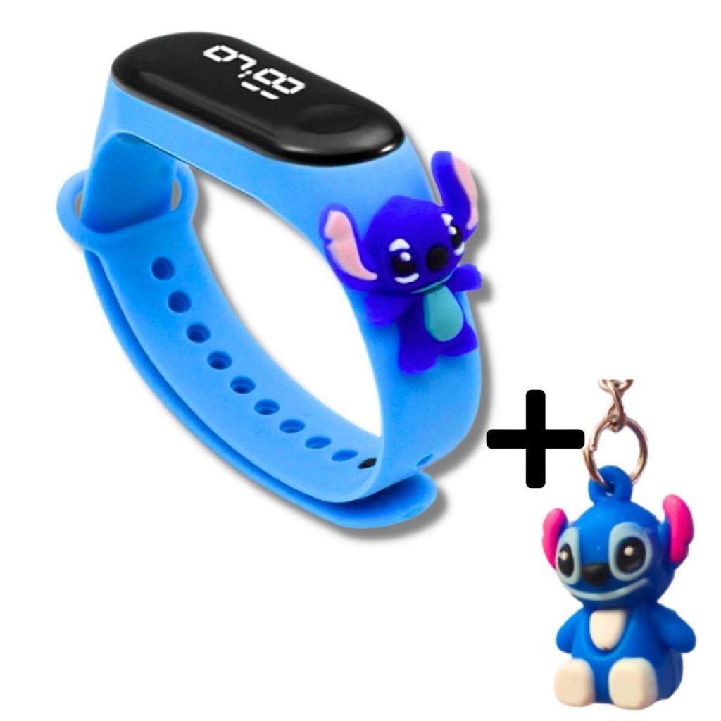 Kit Relogio Digital Lilo E Stitch Disney + Chaveiro Para Presente