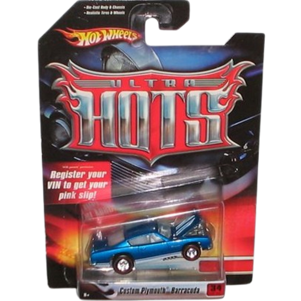 HOT WHEELS 2007 ULTRA HOTS CUSTOM PLYMOUTH BARRACUDA AZUL PNEUS BORRACHA LACRADO
