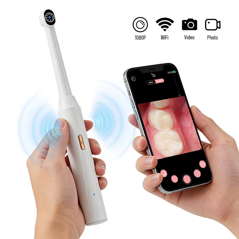 Câmera Intraoral Digital 1080P HD WiFi Sem Fio 8 LEDs Endoscópio Dental Portátil para iOS e Android