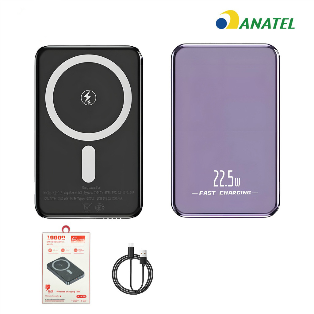 Power Bank 10000mAh iOS Carregador Indutivo Portátil Universal