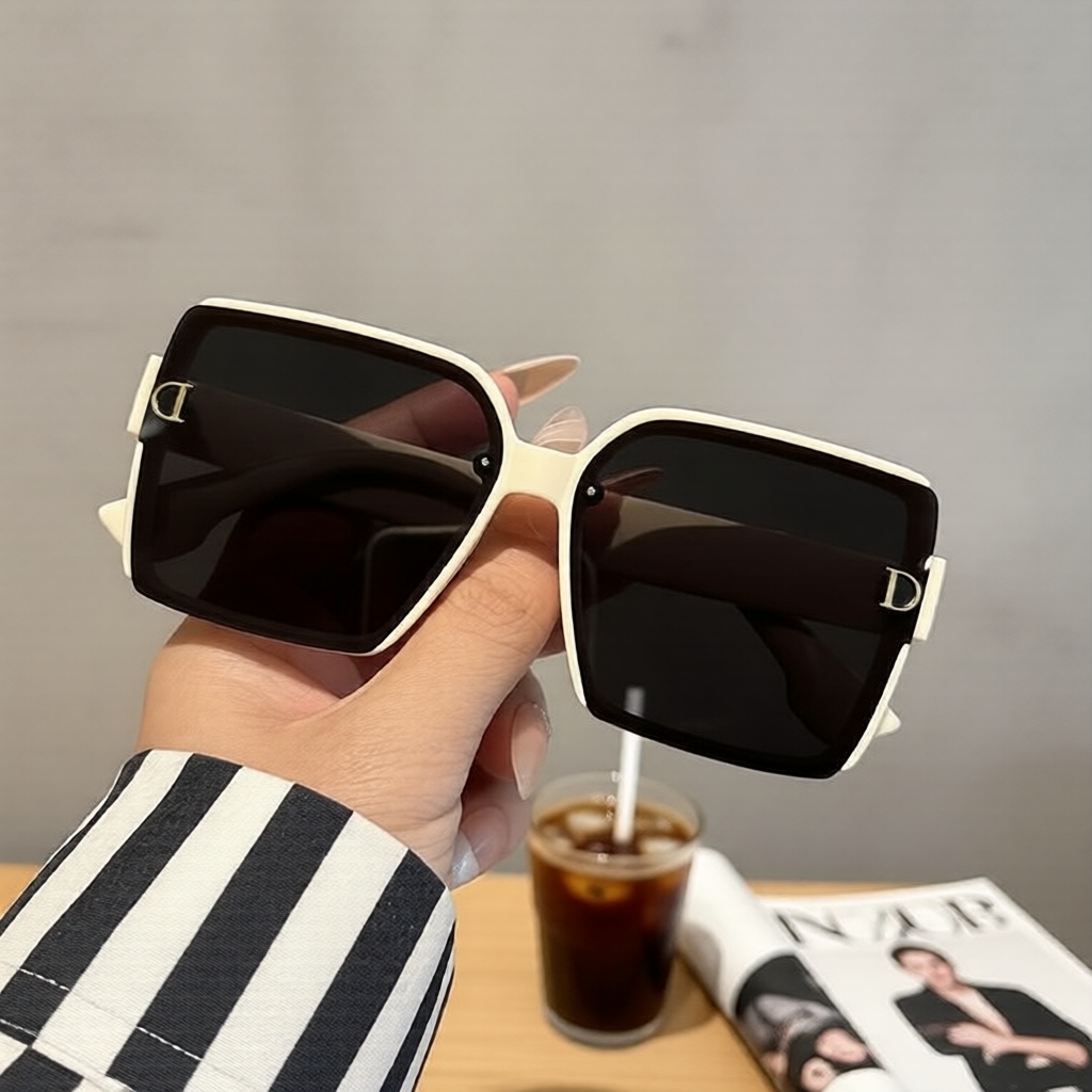 Óculos de Sol Feminino Estilo Coreano Oversized Proteção UV400