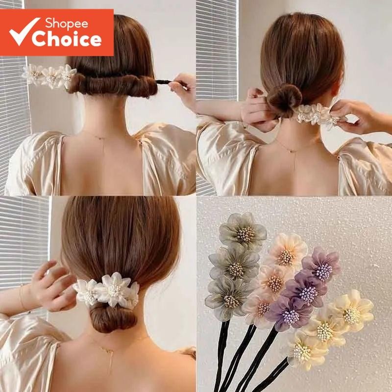 Arco Hairpin Elegante Flor Bun Ferramenta Acessórios De Cabelo Para Mulheres Moda Coreana