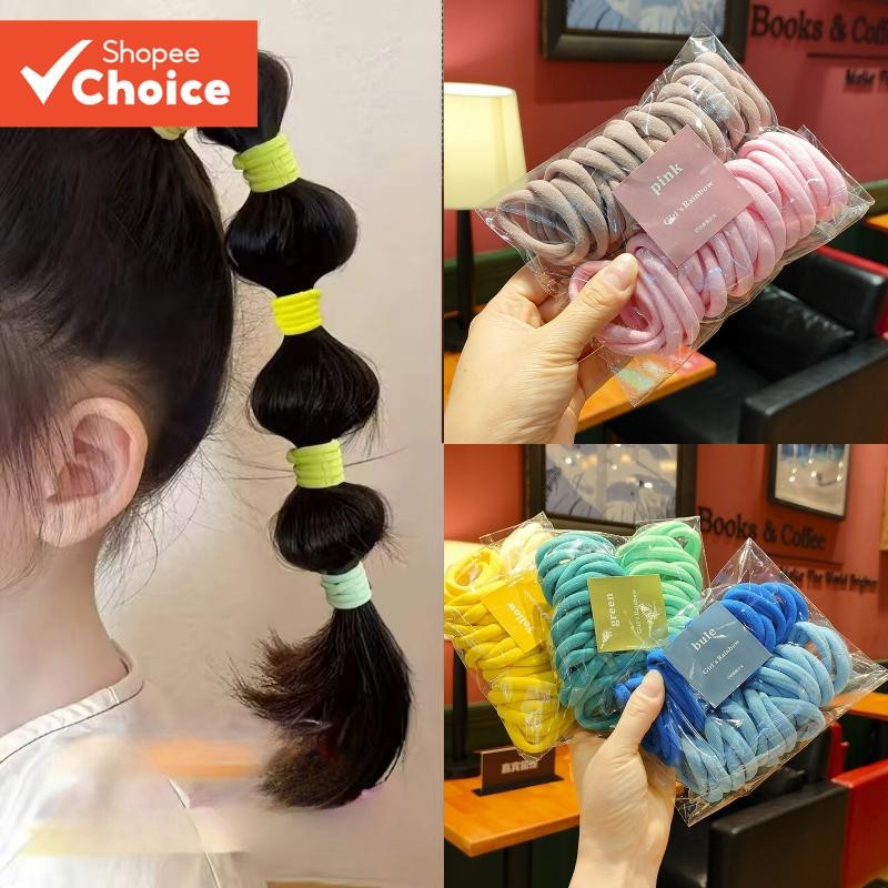 Conjunto De Anéis De Cabelo Coreanos 50 Peças-Laços Coloridos Sem Costura Para Meninas , Acessórios De Moda Diários