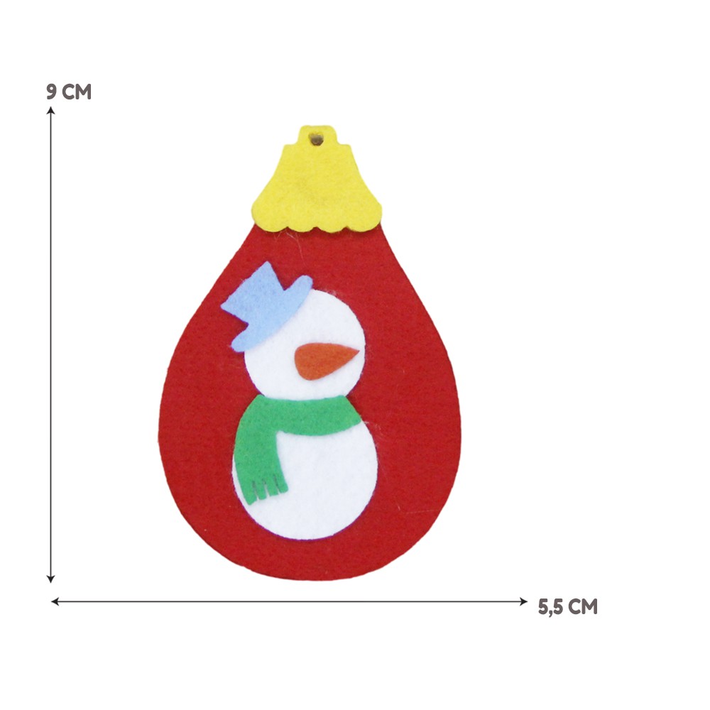 Recorte de Feltro Pingente Boneco de Neve