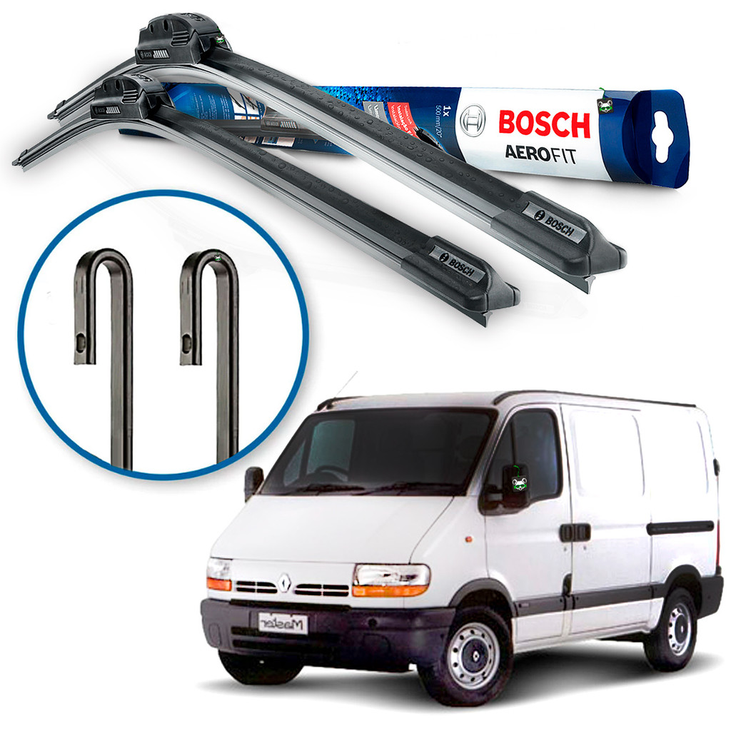 Par Palheta Limpador Parabrisa Dianteiro Aerofit Bosch Master 2002 2003 2004 2005 2006  Braço Gancho