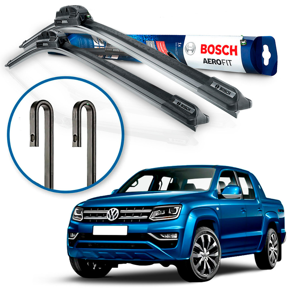 Par Palheta Limpador Parabrisa Dianteiro Aerofit Bosch Amarok 2010 2011 2012 Braço Gancho