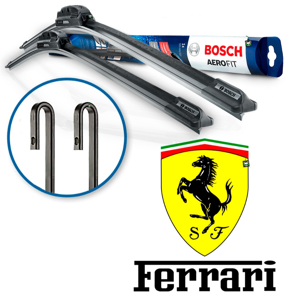Par Palheta Dianteira Limpador Parabrisa Bosch AeroFit Ferrari Braço Gancho