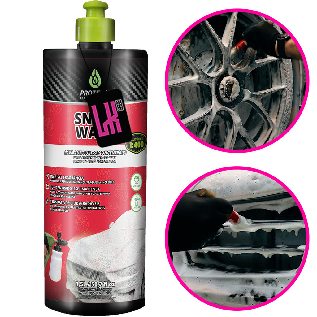 Snow Wash 1,5l Protelim Shampoo Automotivo Neutro Concentrado Lava Auto Espuma Densa Lavagem