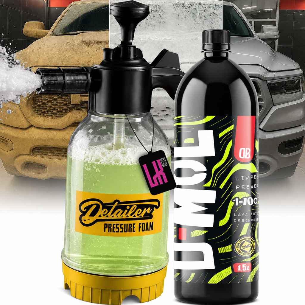 Kit Pre Lavagem Sem Toque Tira Barro Pulverizador Gerador de Espuma Snow Foam Shampoo Desengraxante D Mol