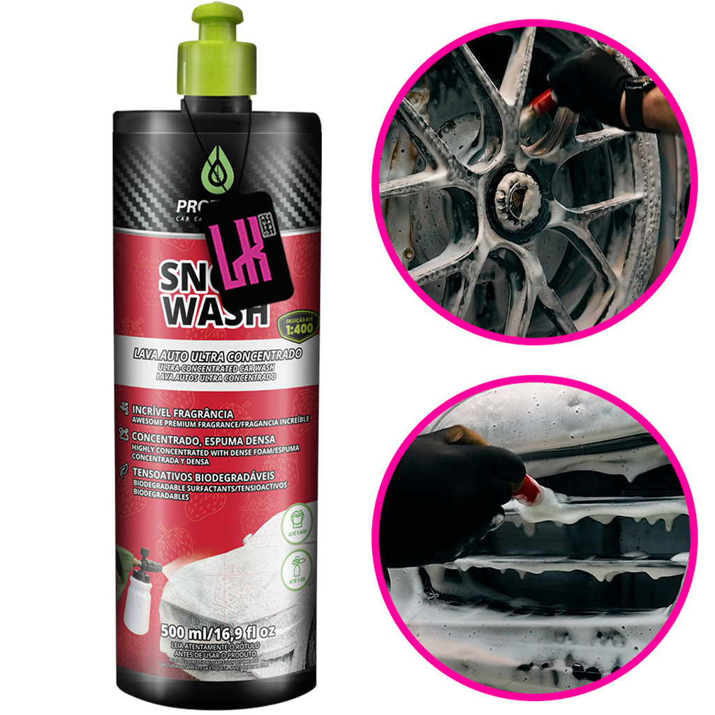 Snow Wash 500ml Protelim Shampoo Automotivo Neutro Concentrado Lava Auto Espuma Densa Lavagem