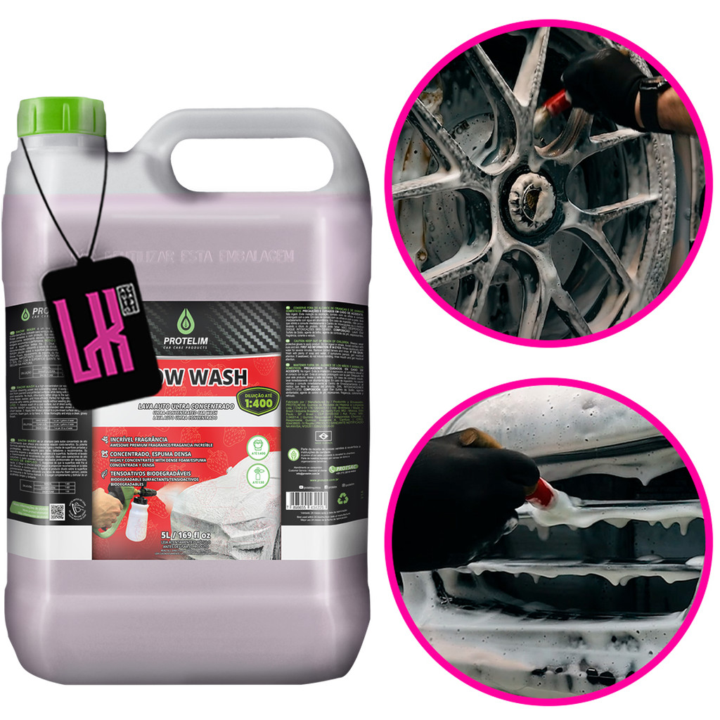 Snow Wash 5l Protelim Shampoo Automotivo Neutro Concentrado Lava Auto Espuma Densa Lavagem