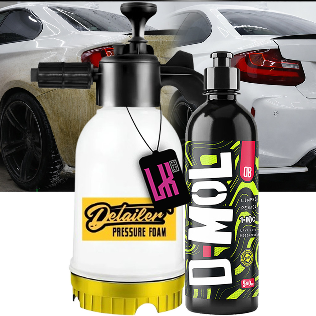 Kit Lavagem Pulverizador Snow Foam 2l D Mol Shampoo Desincrustante Pre Lavagem Tira Barro Dub Boyz