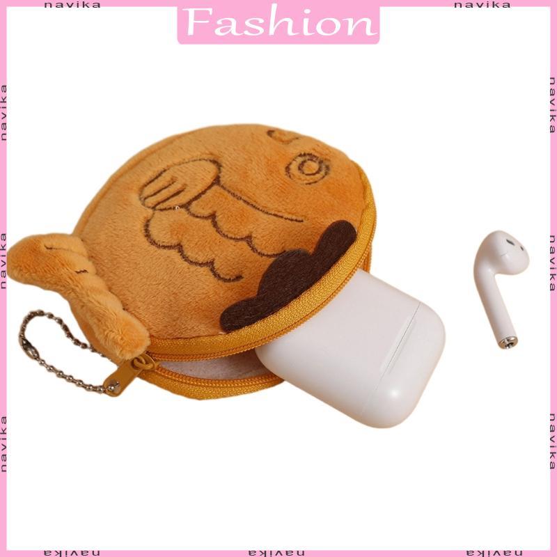 Girl Purse Bolsa Armazenamento Fone Ouvido Pelúcia Troca Peixe Fofa Carteiras Pequenas