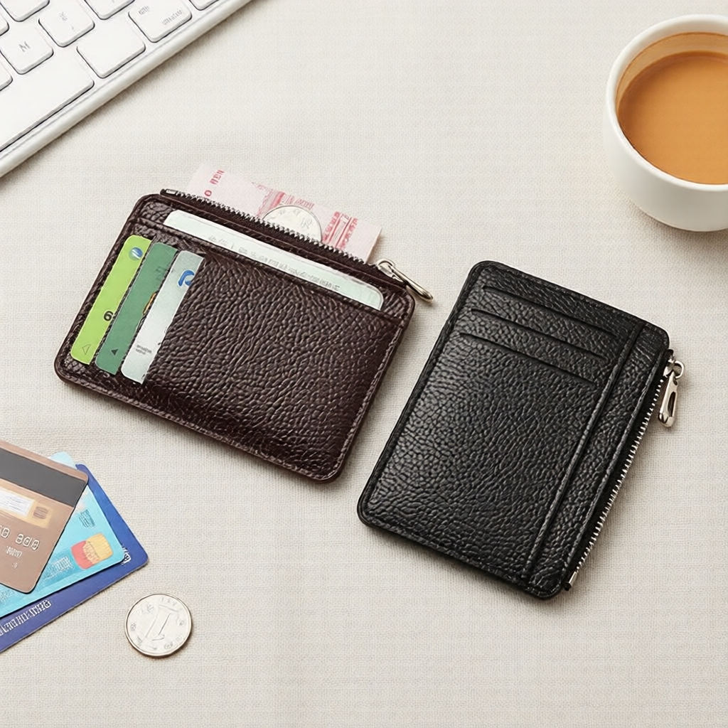 Porta-cartões criativo Fashion com zíper, grande capacidade, textura de lichia fina, vários compartimentos, bolsa para