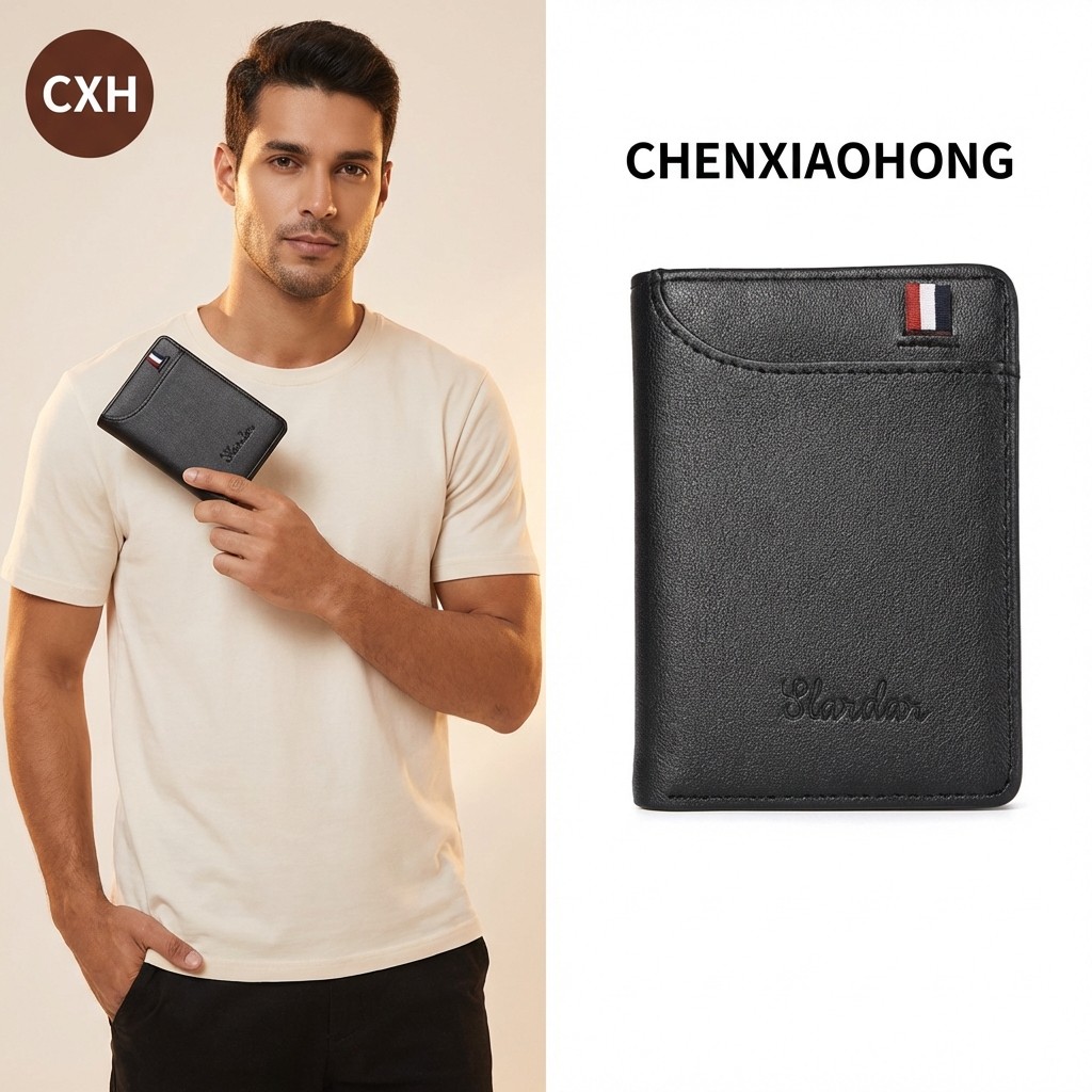 Carteira Ultra-Fina Masculina, Estilo Vertical, Carteira Pequena, Carteira de Motorista, Adequada para Jovens e Estudant