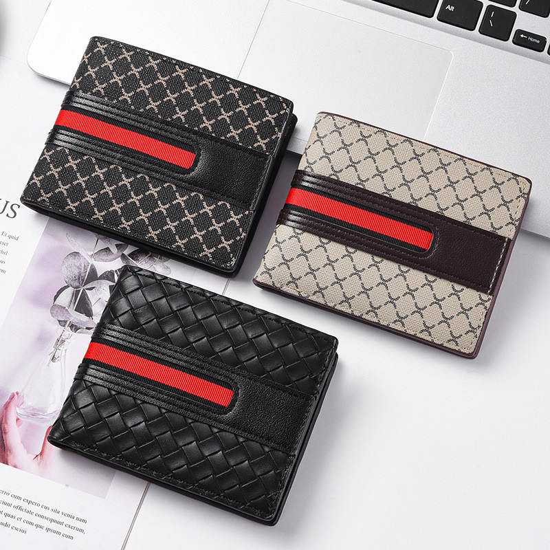 CHENXIAOHONG Carteira Masculina Tri-Fold , Slots Múltiplos , Tecido À Mão , Moda , Slim e Casual