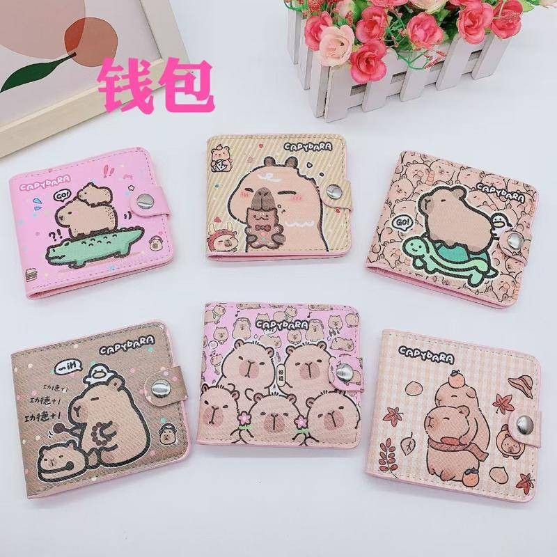 Cute Capybara Cartoon Wallet Coin Purse Kawaii Leather Women's Card Holder PU Casual Style S