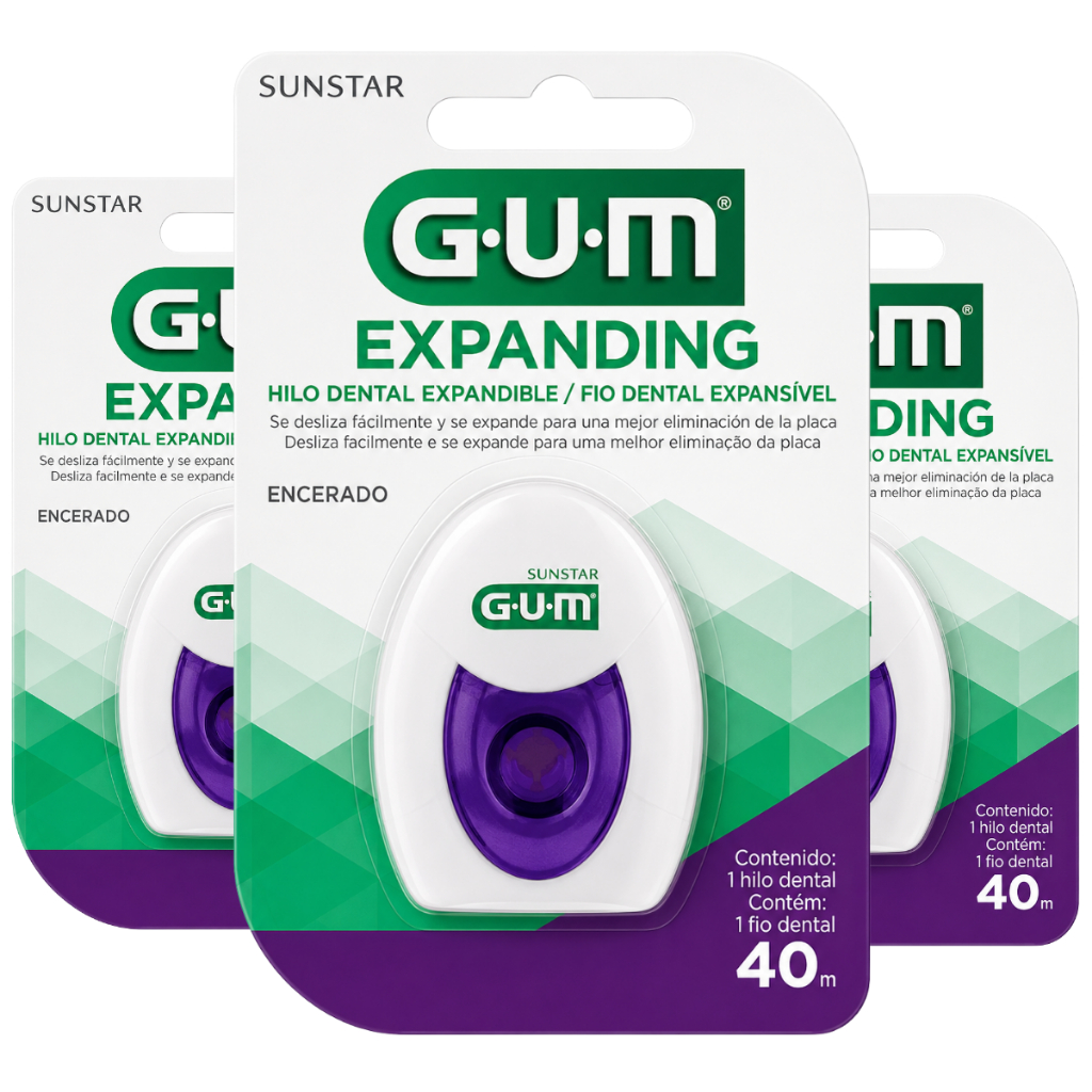 Kit 3 Fio Dental Encerado Expanding Floss 40 metros Fio Expansível - Gum