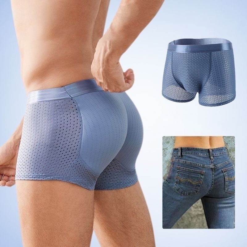 Mens Padded Underwear Mesh Shorts Buttoceks Lifter Expanding Push Up Pad