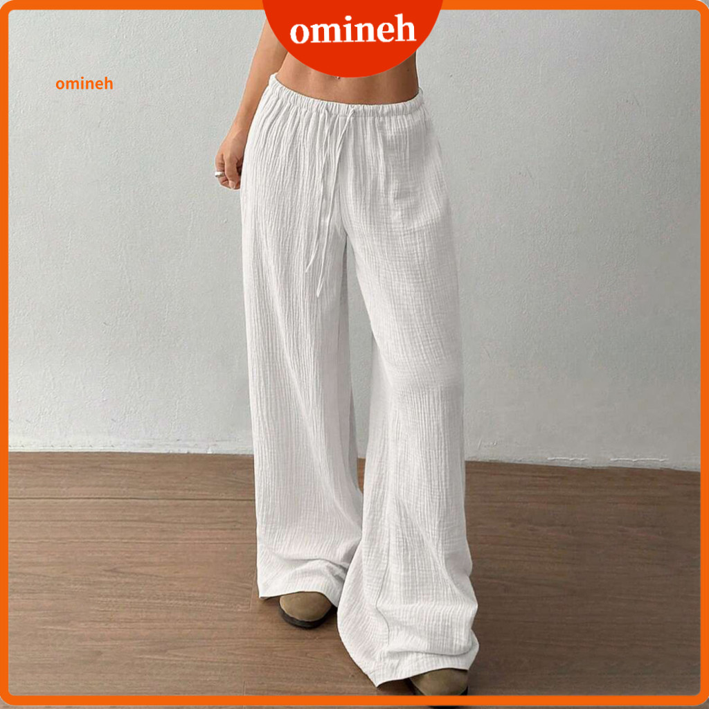 High-waisted Wide Leg Pants Women Women’s High Waist Adjustable Drawstring Loose Fit Trousers Lightweight Long for Eve