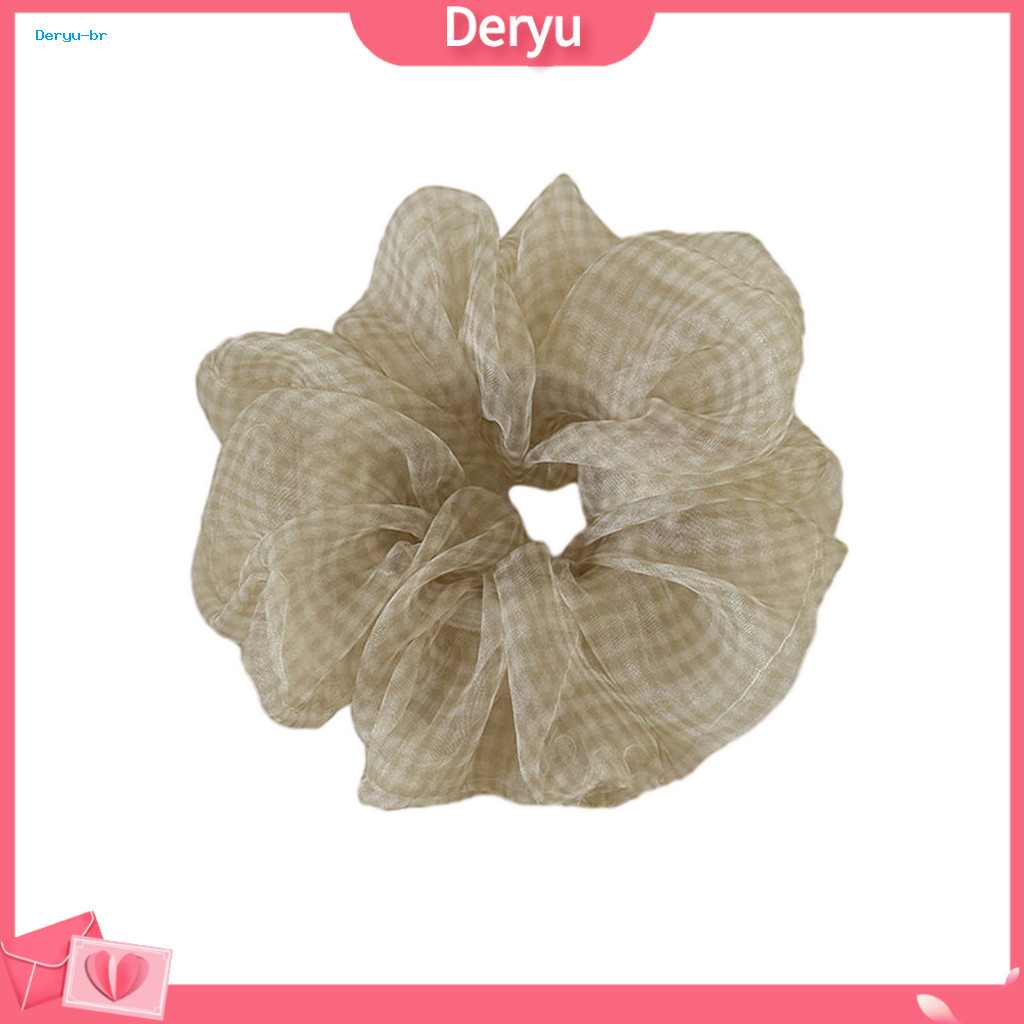 Elastic Hair Rope Fresh Color Tie Korean Style for Women High Mesh Fabric Ponytail Holder Lightweight Soft Plaid Pattern