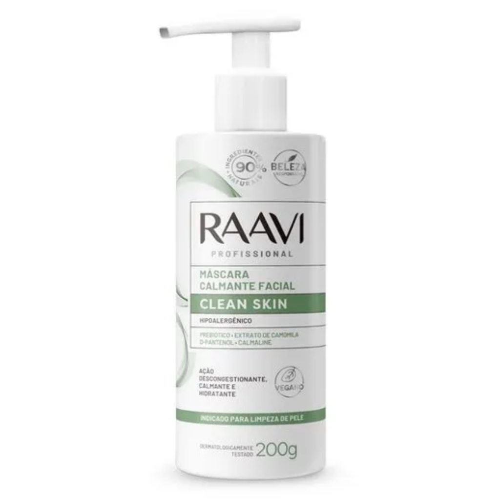 Máscara Calmante Facial Clean Skin 200g Raavi