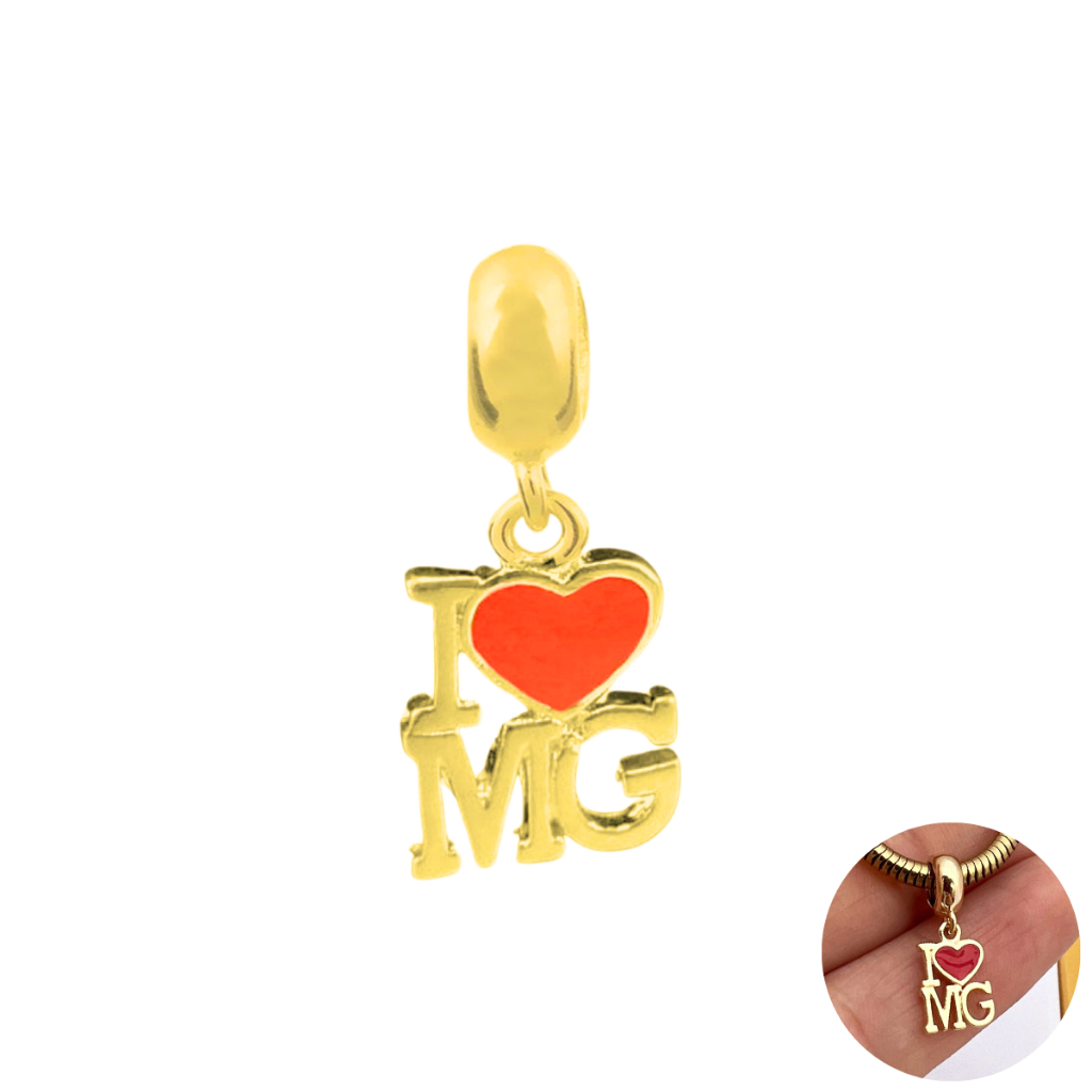 Berloque I Love Minas Gerais Mg Dourado Banhado A Ouro 18k