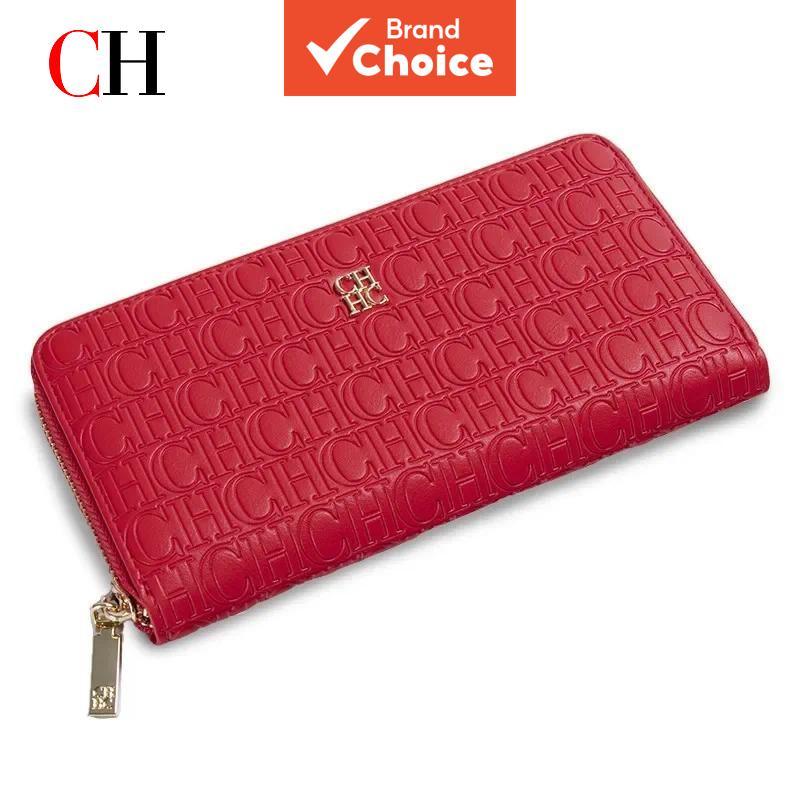 CH Carteira Com Zíper Em Relevo , Longa De Grande Capacidade , Porta-Cartões , Organizador De Dinheiro , Bolsa Clutch De