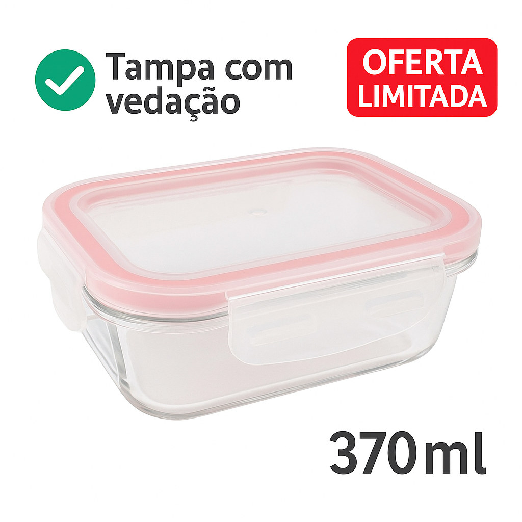 Pote Hermetico De Vidro Com Tampa Silicone 370ml ou 1040ml Conservacao Alimentos Organizador Marmita