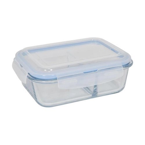 Pote Hermetico Retangular Vidro Divisoria 1040ml Tampa Silicone Vedacao Alimentos Frescos Seguro