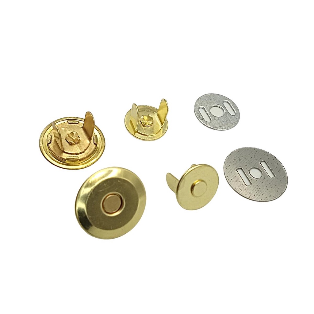 BOTÃO MAGNÉTICO IMANTADO FORTE CHATO 16MM LATONADO - 100 UND
