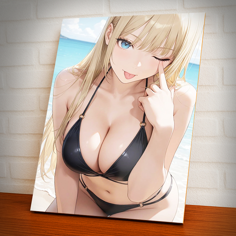 Placa Decorativa Quadro Anime Girl, Kawai, Cute, Blush Girl - A4 MDF