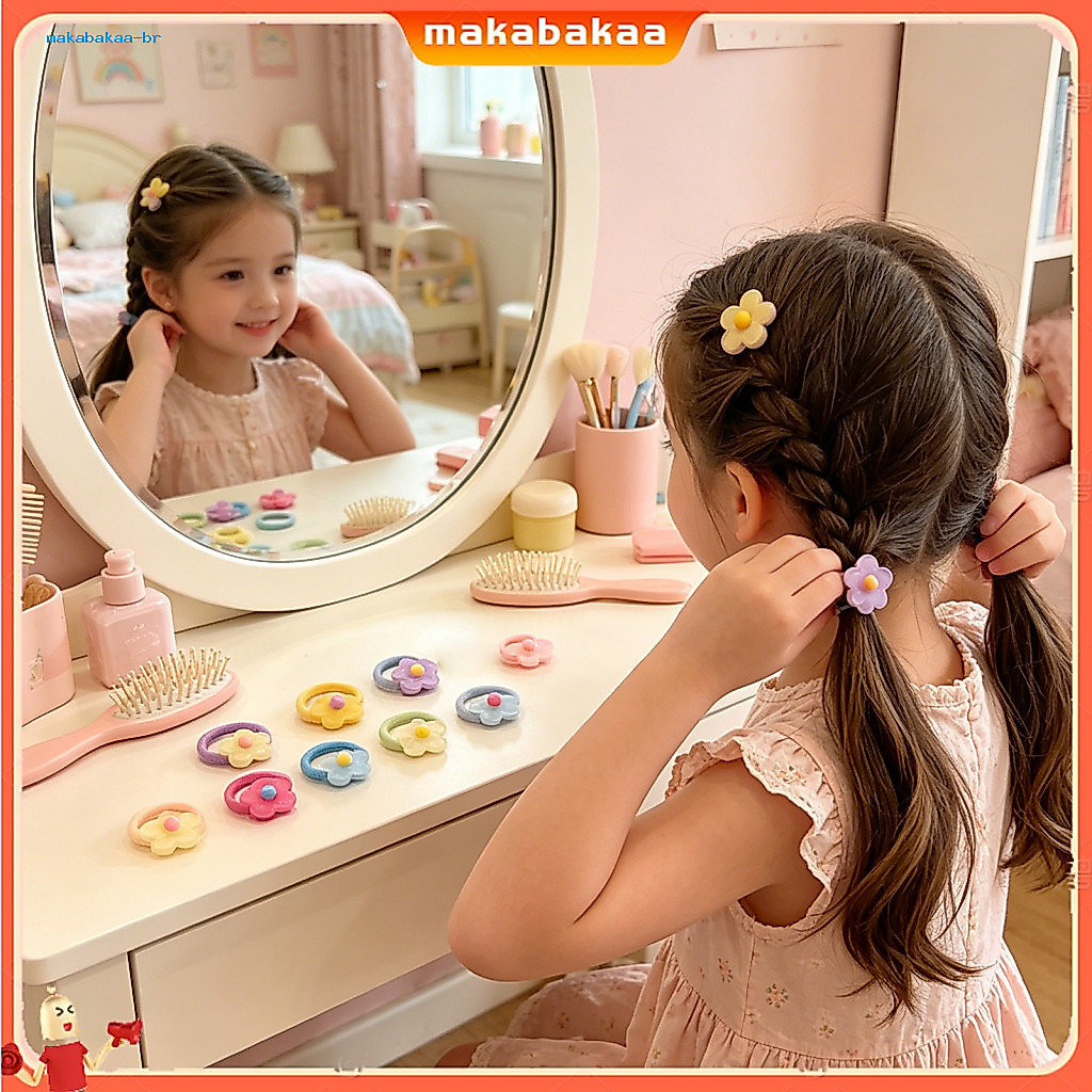 4pcs Girls Hair Ties Jelly Flower Elastic Bands Soft Thin Ropes Kids School Daily Use Cute Accessories for Women and Chi