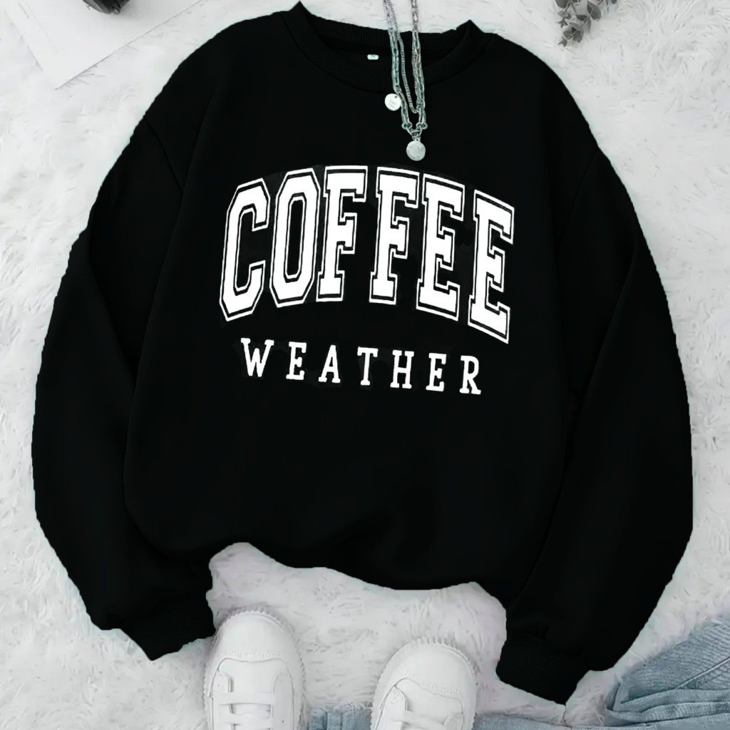 Moletom Careca Coffee Weather Gola Redonda Casaco Masculino Feminino Flanelado Frio Algodão Blusa Promoção
