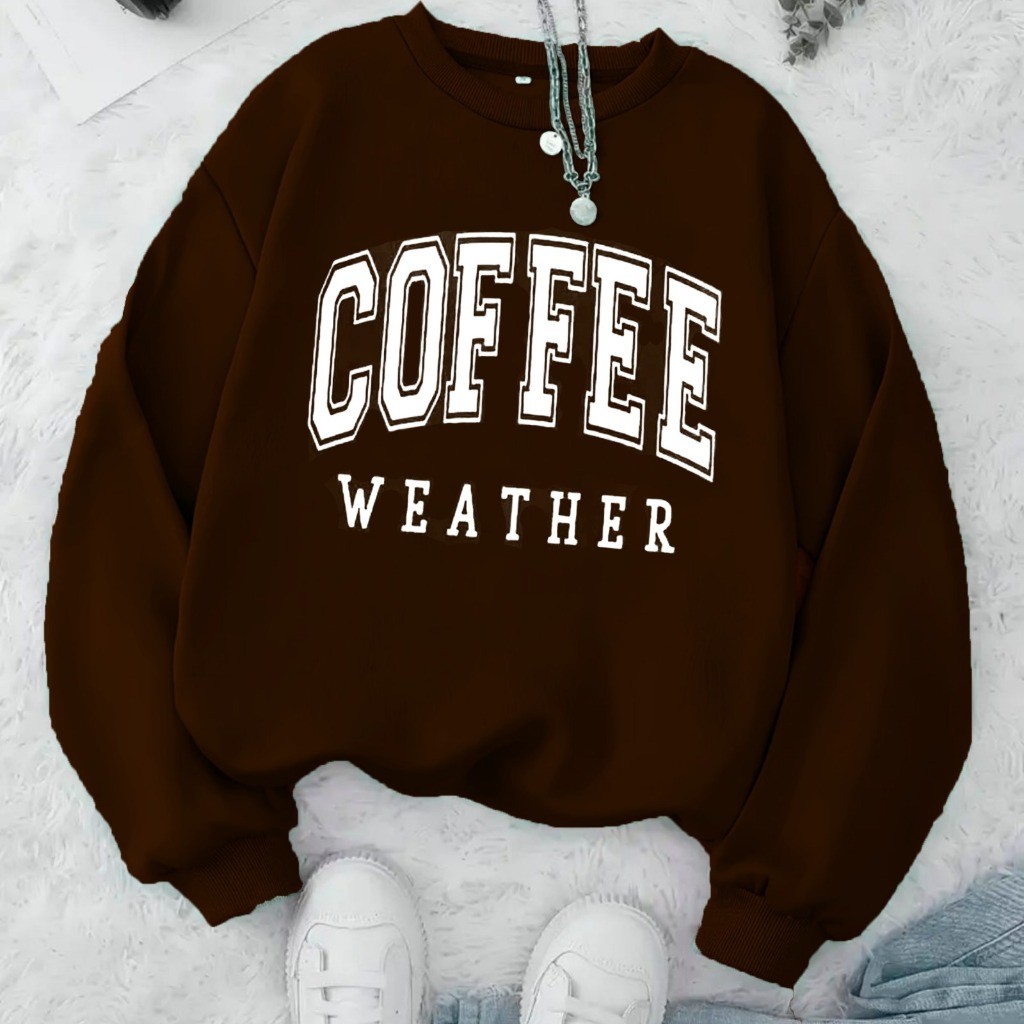 Moletom Careca Coffee Weather Gola Redonda Casaco Masculino Feminino Flanelado Unissex Inverno Blusa De Frio
