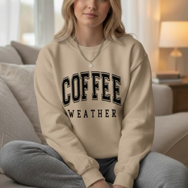 Moletom Careca Coffee Weather Gola Redonda Casaco Masculino Feminino Flanelado Inverno Blusa De Frio