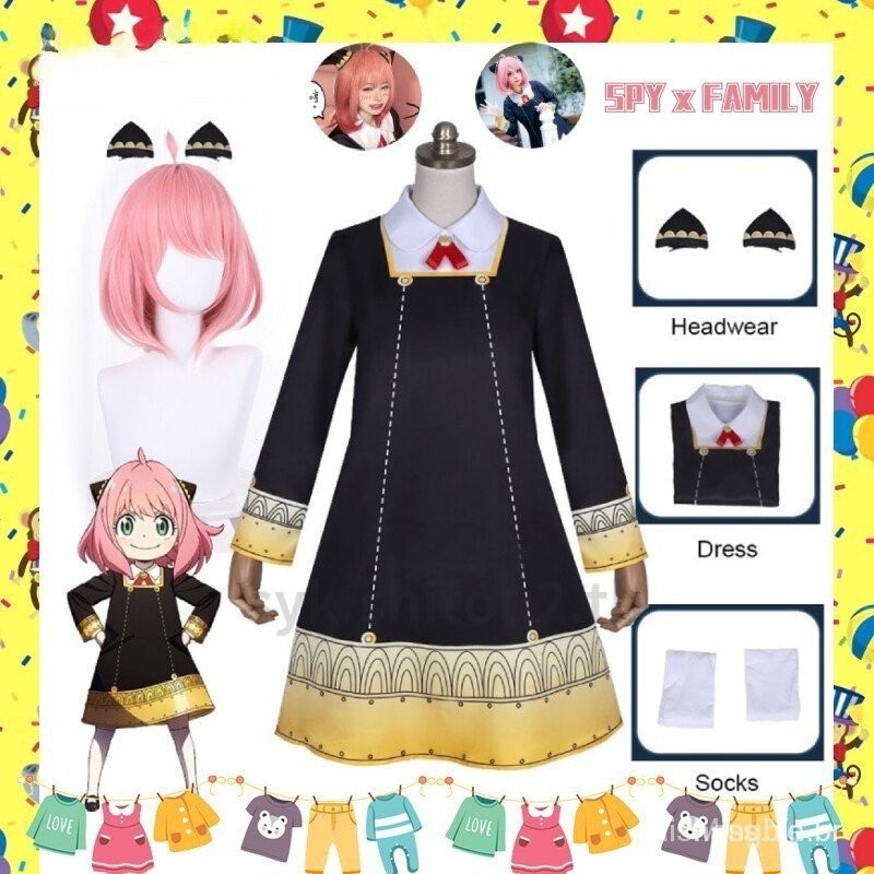MISS.YE 2023 SPY × FAMILY Cosplay Fantasias Vestir Anya Forger Vestido De Mulher & Roupa De Menina E Cabeça Halloween Estoque Pronto Para Festa Princesa