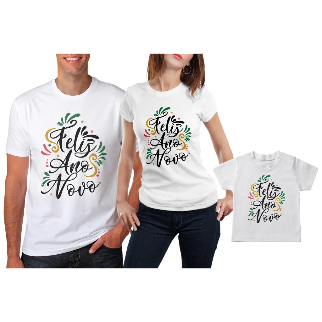Kit 3 Camiseta Mae Pai Filho Ano Novo Reveillon 2024 Festa