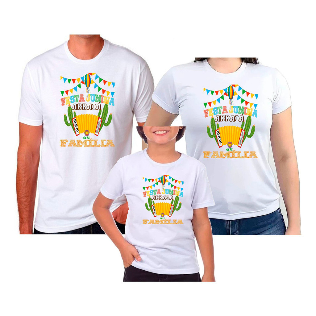 Kit 3 Camisetas arraiá em família Festa Junina Quadrilha