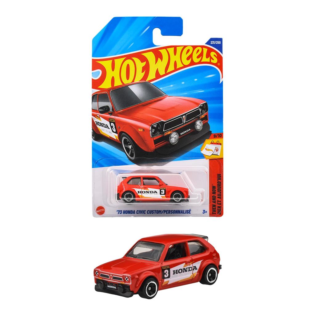 Hot Wheels Basic Car '73 Honda Civic Custom Vehicle Toy Miniature Car for Ages 3 and Up Red JFN84
