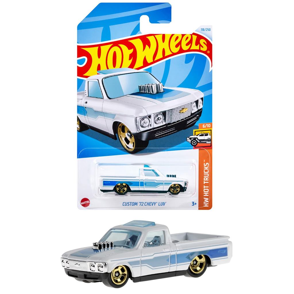 Hot Wheels Basic Car Custom '72 Chevy LUV Vehicle Toy Miniature for Ages 3 and Up White HXR22