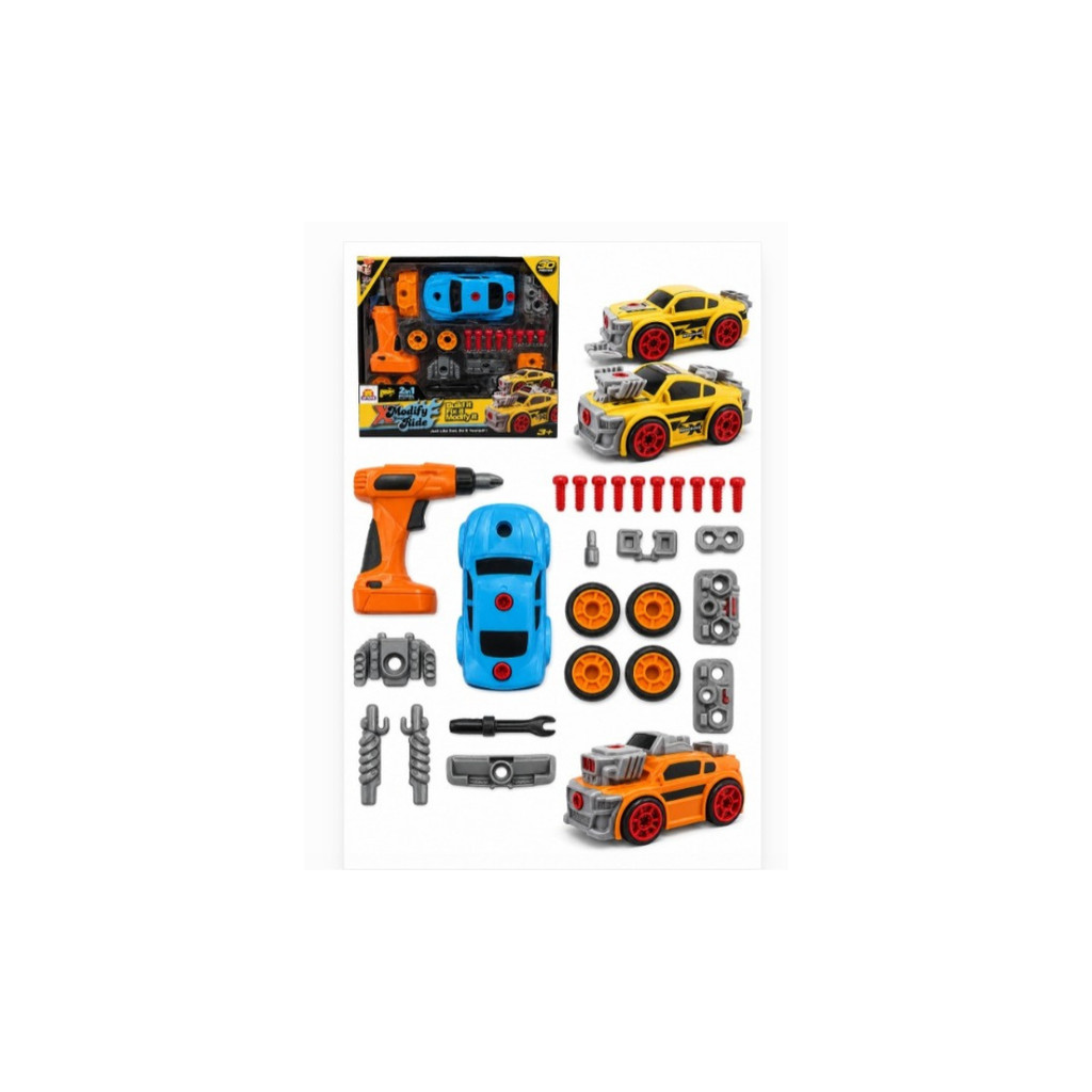 Carrinho Custom Car de Montar e Desmontar Infantil 2 em 1 com Parafusadeira 30 pçs