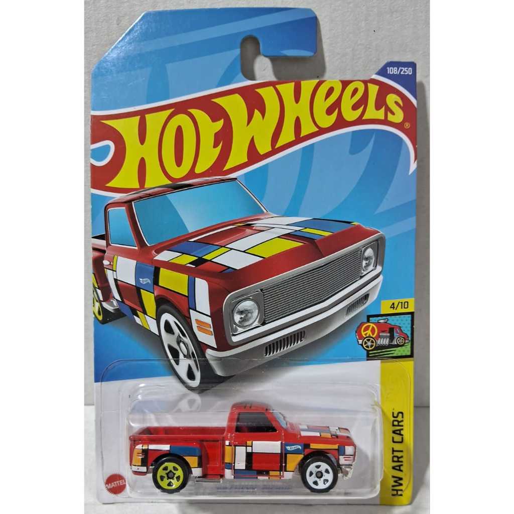 Hot Wheels pickup Custom '69 Chevy HW Art Cars vermelho cartela longa