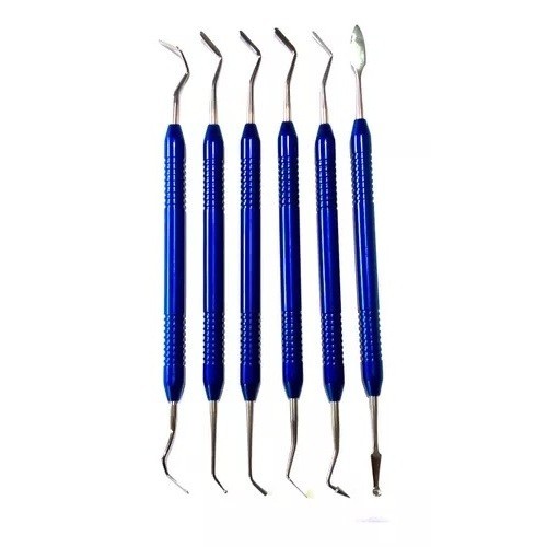 Kit De Espátula Para Restauração Resina  Azul  Com 6 Unidades
