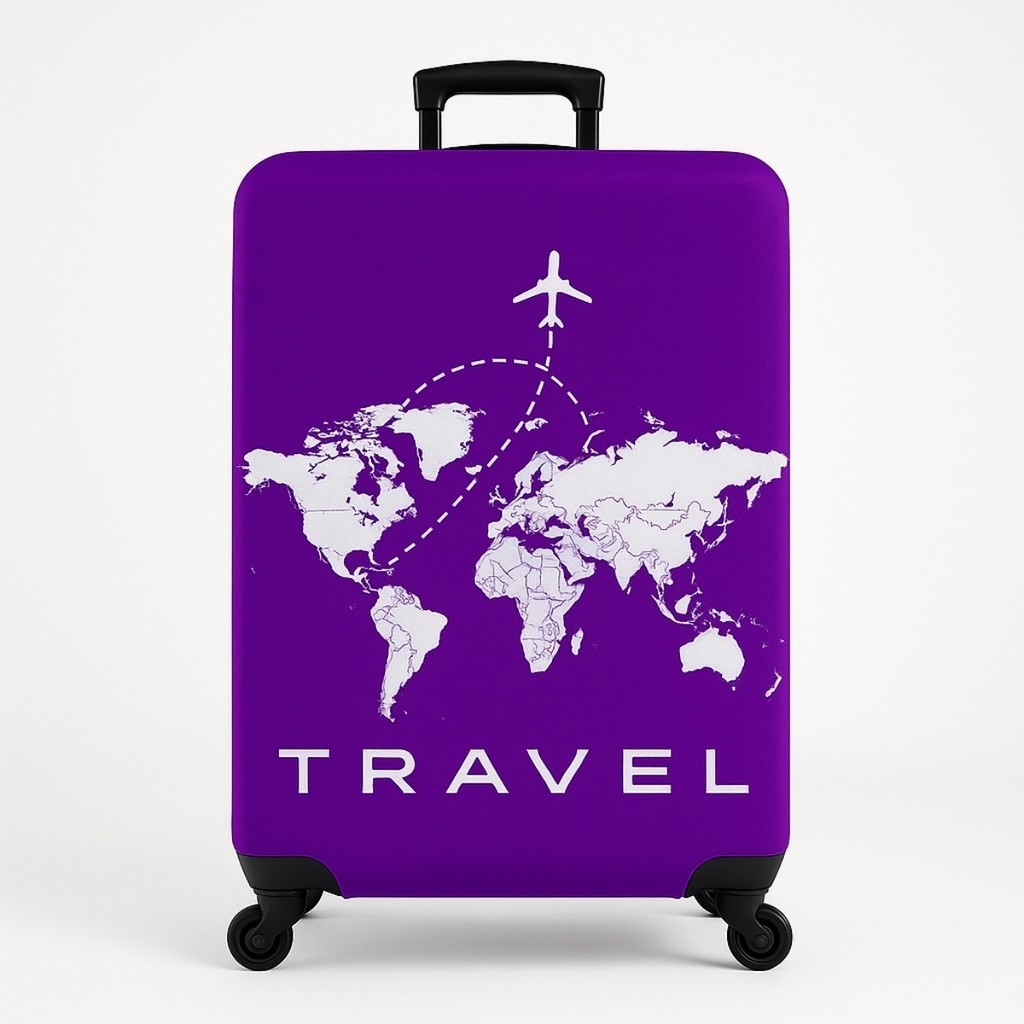 Capa Para Mala De Viagem Protetora Estampada Mapa Mundo Avião Tecido Fecho Click F P Ecom