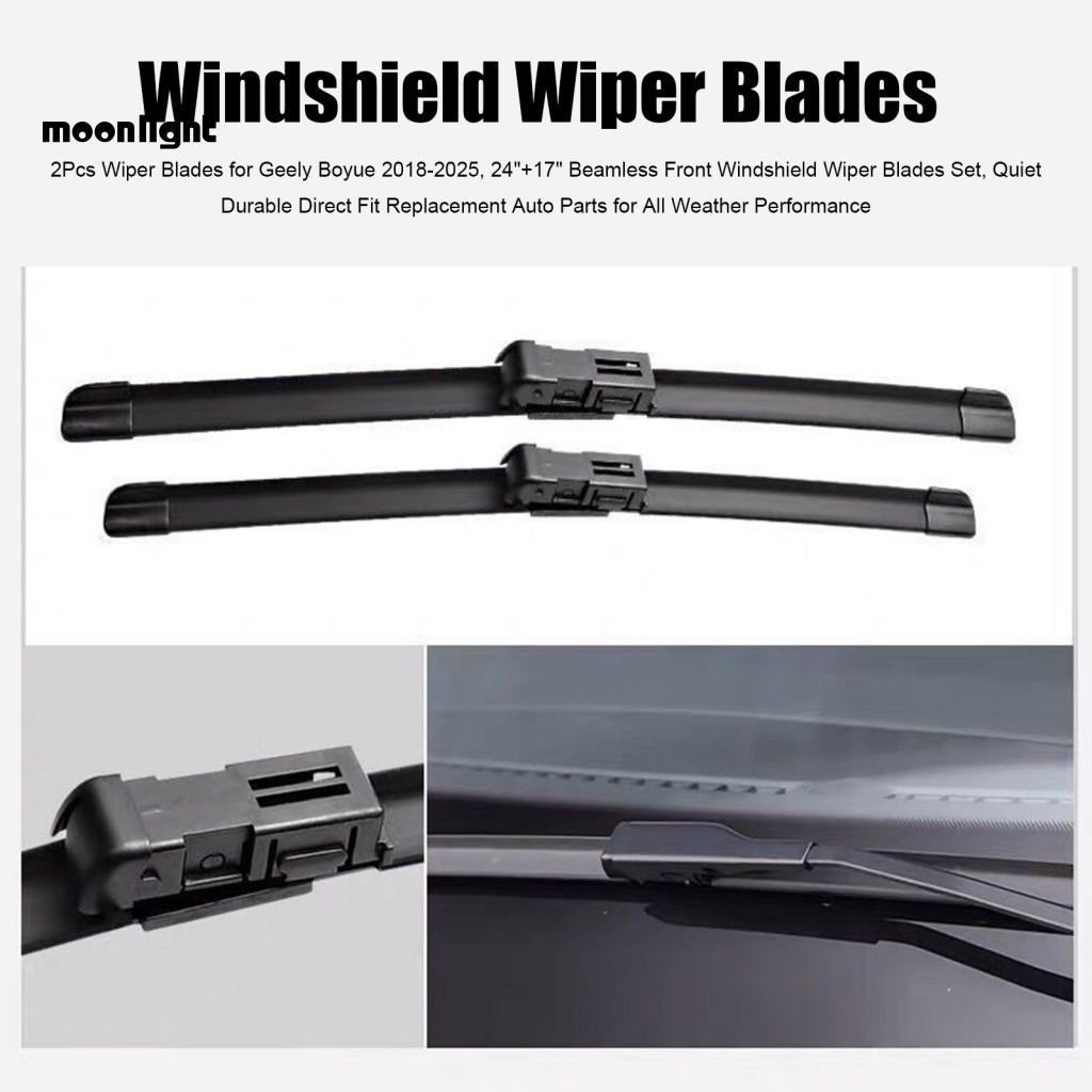 2pcs Beamless Wiper Blades for Geely Boyue 2018-2025 24  17 Front Windshield Replacement Quiet Durable All-weather Auto